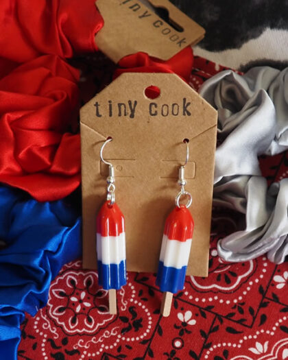 red white & blue popsicle earrings ribbons